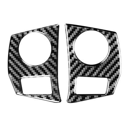 Carbon fiber steering wheel button frame set, black with white weave, two pieces