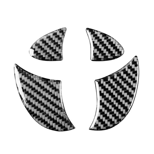 4-piece carbon fiber tailgate logo sticker set, black and gray chevron weave pieces