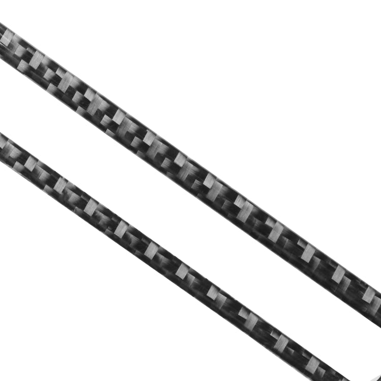 Two carbon fiber weave strip stickers in black with silver checker pattern detailing