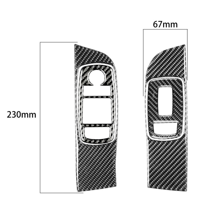 Carbon fiber window switch bezel sticker set with left and right panels, cutouts