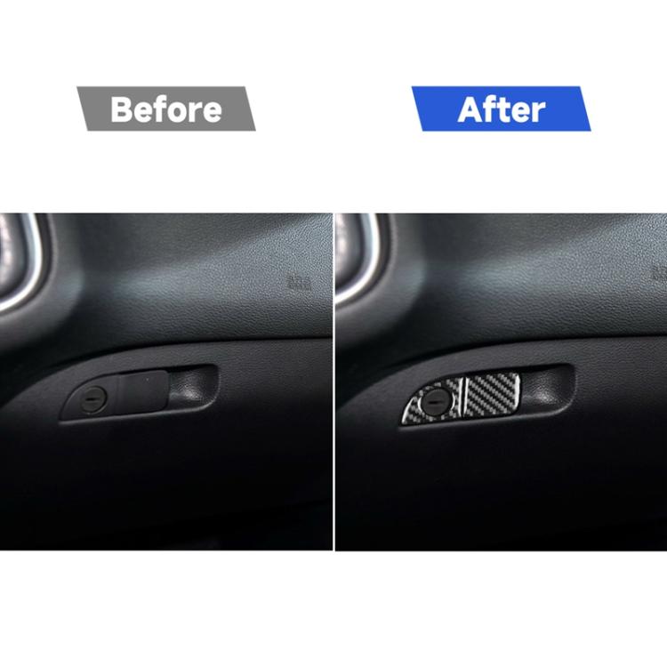 Dashboard storage handle area with carbon fiber trim insert around the control