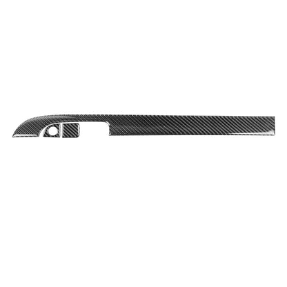 Carbon fiber co-pilot storage box trim sticker with textured weave, left-side opening
