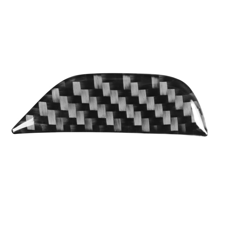 Carbon fiber weave trim for central armrest storage button, black and gray, curved