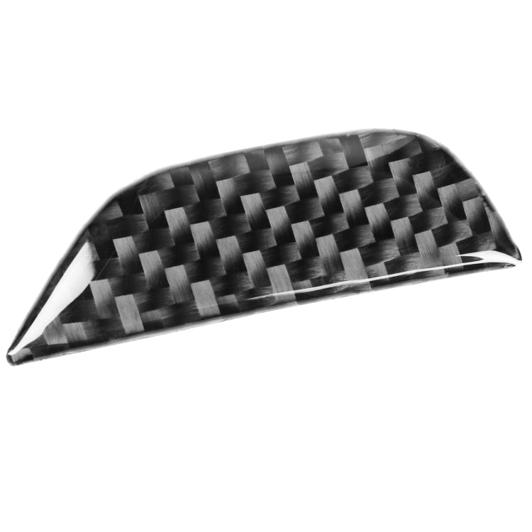 Carbon fiber weave trim piece with curved edge, black and gray for armrest button