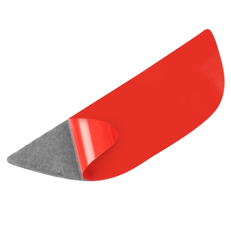 Carbon fiber sticker with red adhesive backing and gray base strip