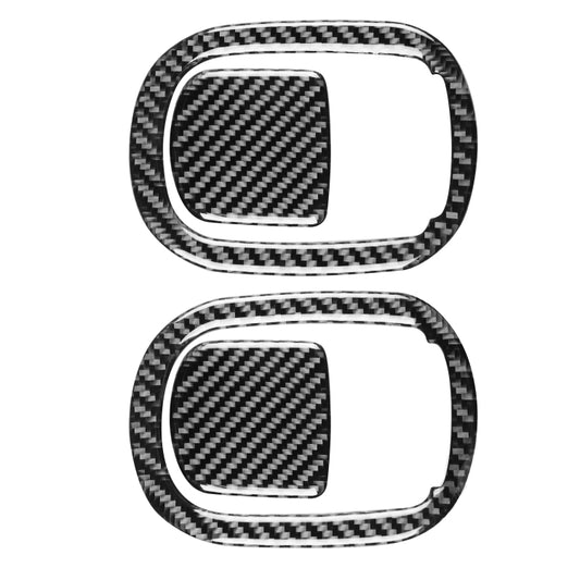 Set of carbon fiber-look seat back decorative stickers, black frames with oval cutouts