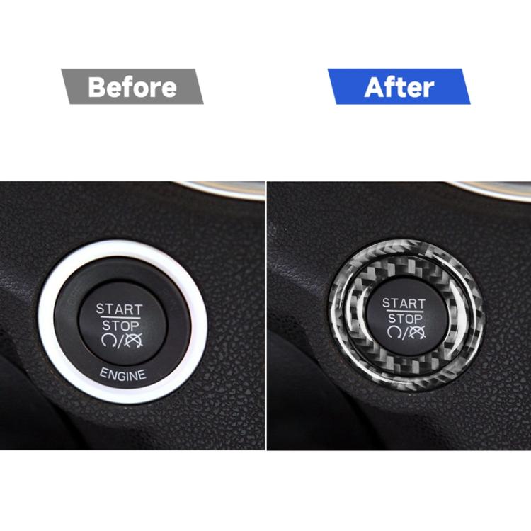 Ignition switch start/stop ring sticker with carbon fiber pattern and chrome border