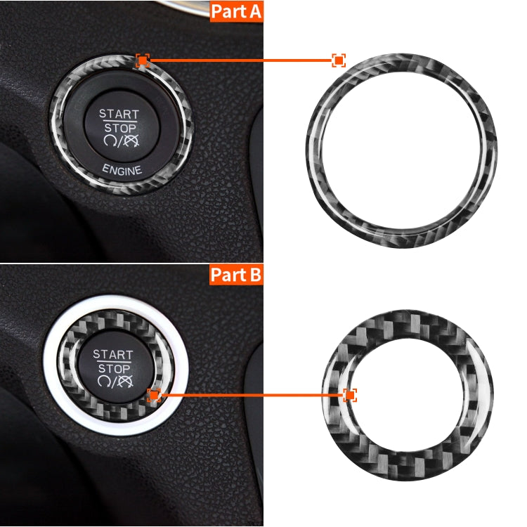 Carbon fiber ignition switch ring sticker set, Part A and Part B