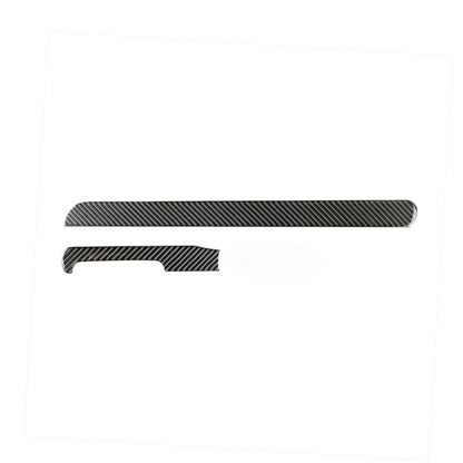 Carbon fiber pattern central control trim strip with curved edge, left-side piece
