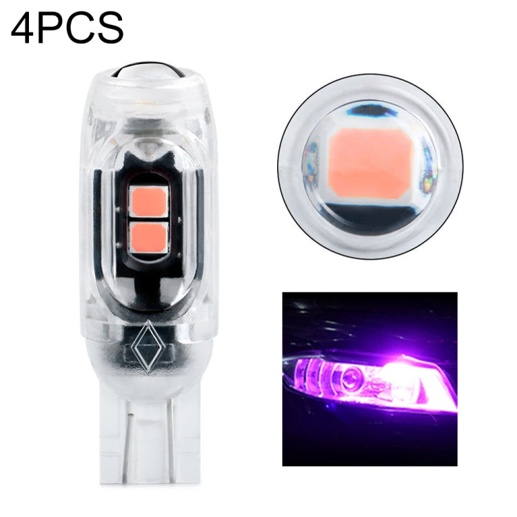 T10 car clearance light bulb, clear body with pink 5-LEDs and lens
