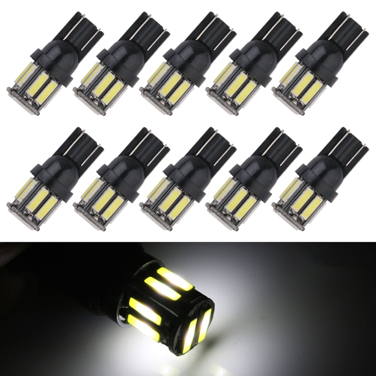 Set of 10 T10 LED clearance bulbs lit with cool blue and white light