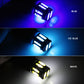 T10 LED clearance bulbs showing blue, ice blue, and white illumination