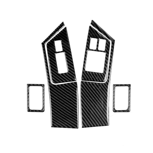 Carbon fiber window switch trim sticker set for right-drive door panels, cutout pieces