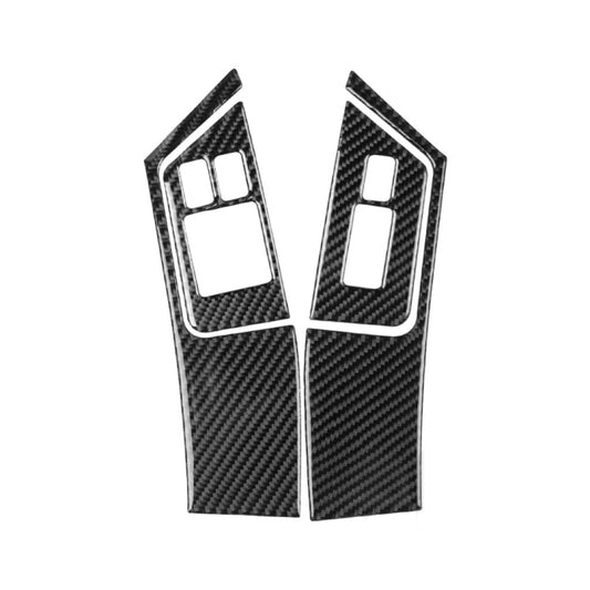 Carbon fiber window lift switch panel overlays, two-piece set for left-side control