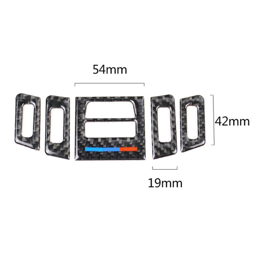 Carbon fiber-look air vent trim stickers with size markings: 54mm x 42mm x 19mm