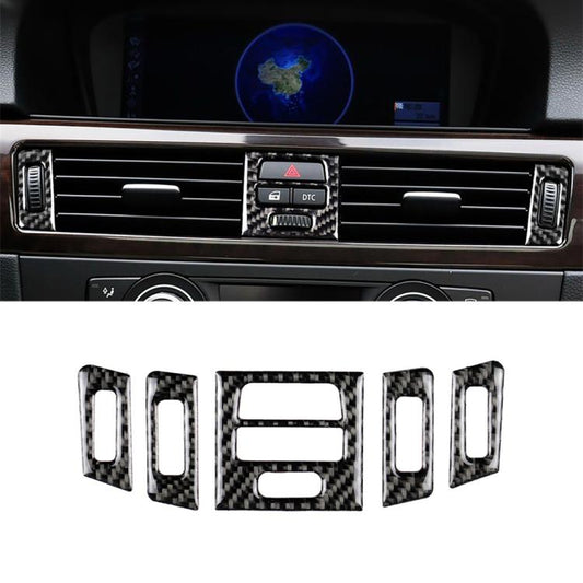 Carbon-fiber patterned air outlet trim stickers, installed on car dashboard vents
