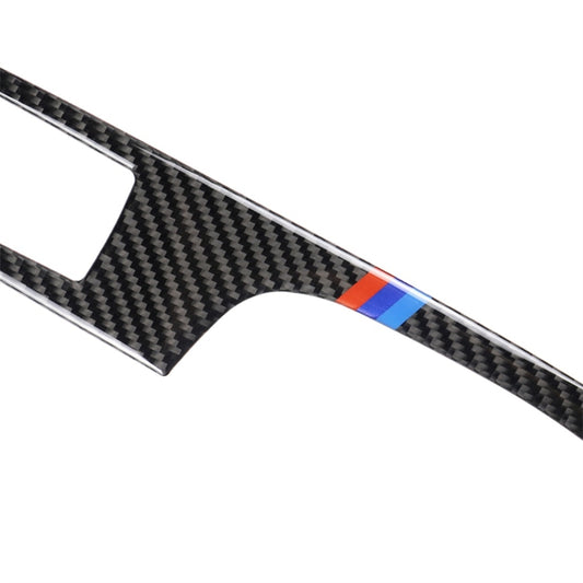 Carbon fiber steering switch trim strip with blue and red accent stripe