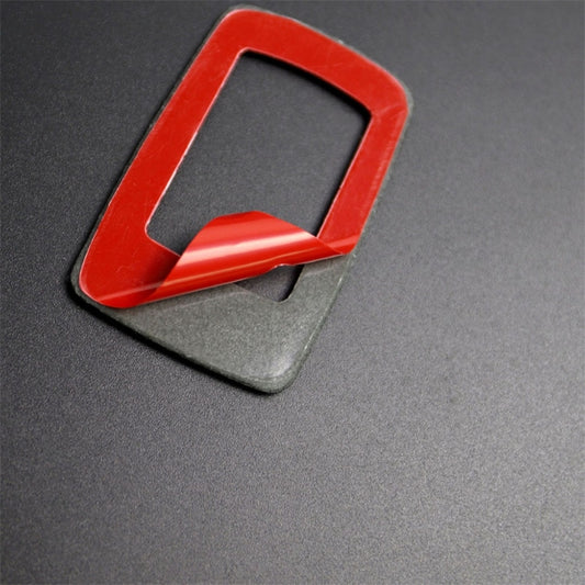 Red-edged interior button surround sticker with gray base and cutout frame