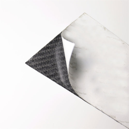 Carbon fiber B-pillar sticker with backing and protective film, black carbon weave