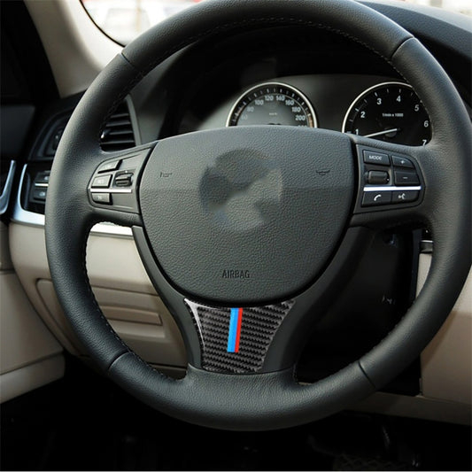 Steering wheel decorative sticker, carbon-fiber insert with blue and red stripe at bottom