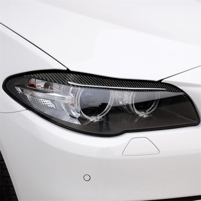 Carbon fiber-style lamp eyebrow decal for car headlight, black weave trim