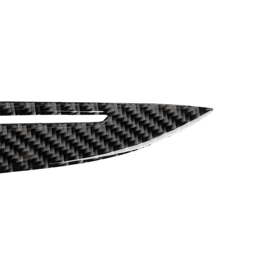 Close-up carbon fiber-style lamp eyebrow decal edge, black woven texture