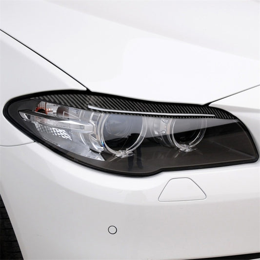 Carbon fiber-style lamp eyebrow decal for car headlight, black weave trim