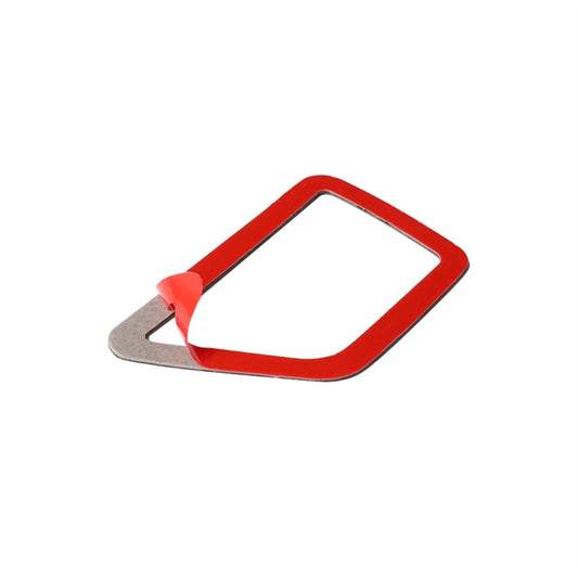 Carbon fiber-look air outlet trim sticker overlay with red backing