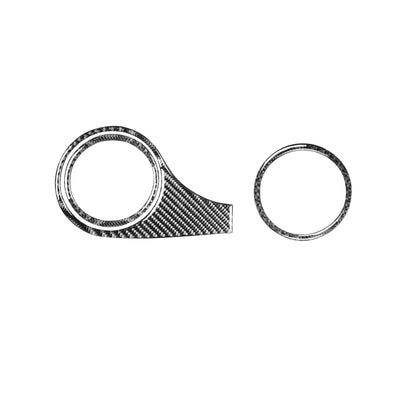 Dashboard air outlet decorative sticker set with carbon-fiber trim ring, silver/black