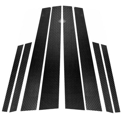 Carbon fiber-look B-pillar decorative sticker set with black vertical stripes