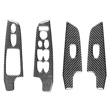 Carbon fiber car door window lift switch trim stickers, right-hand drive, set