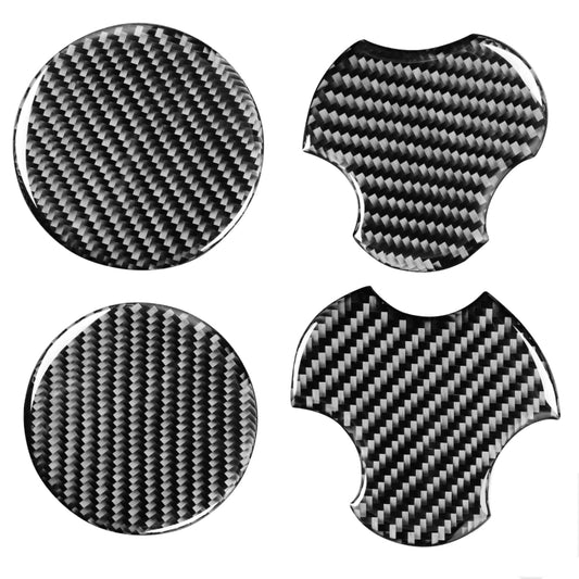 Set of carbon-fiber pattern cup holder mat stickers in round and molded shapes