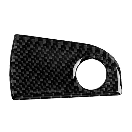 Carbon fiber-look passenger seat storage sticker, black with circular cutout