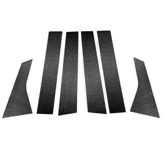 Carbon fiber-pattern B-pillar decorative sticker set with curved black strips