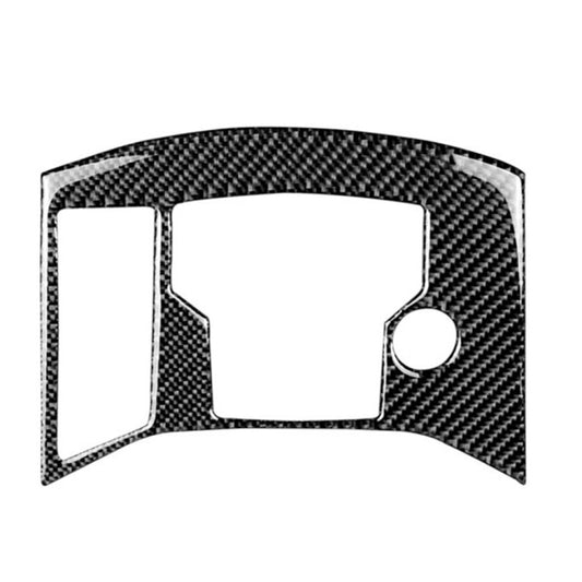 Carbon fiber-look electronic handbrake panel trim sticker with large center cutout and knob hole