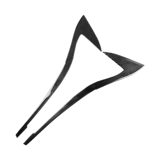 Set of carbon fiber patterned headlight eyebrow decorative stickers, black