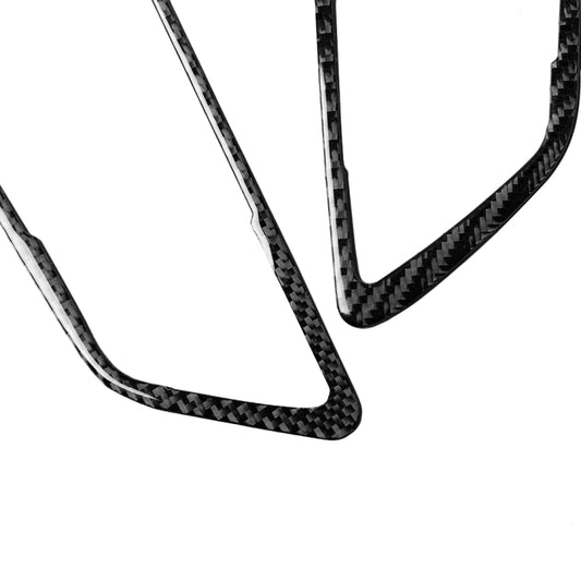 Close-up of carbon fiber door handle trim sticker edge, black weave finish