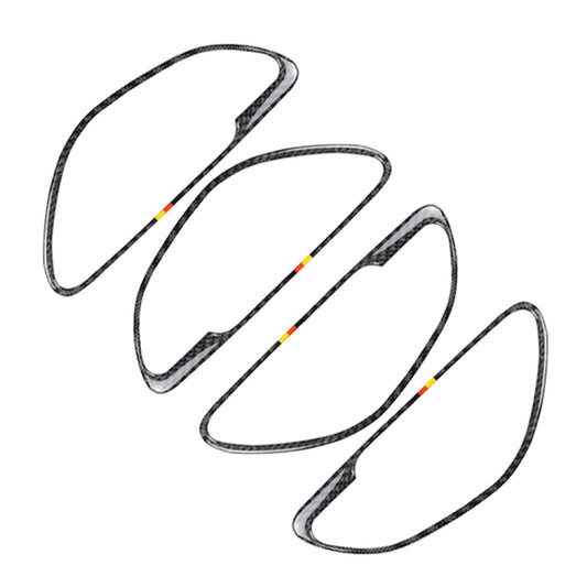 Set of four carbon fiber handle decorative stickers with German stripe accents