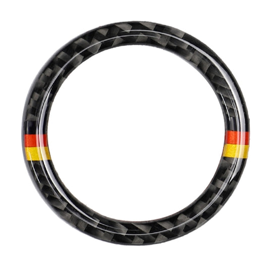 Carbon fiber one-click start ring sticker with German tricolor accents, black ring