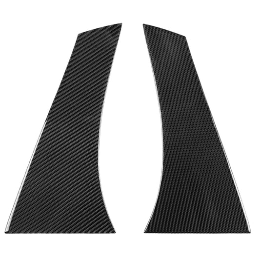Carbon fiber rear window decorative trim strips, dark textured, left and right pair