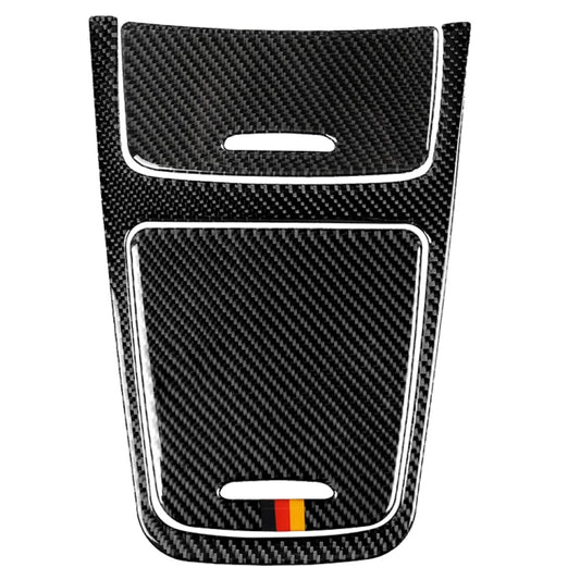 Carbon fiber center console control panel sticker with cutouts and German flag accent
