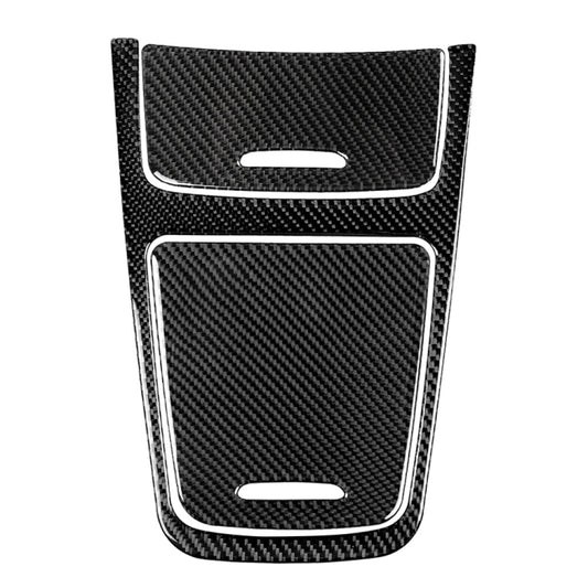 Black carbon-fiber central control panel decorative sticker with two cutouts