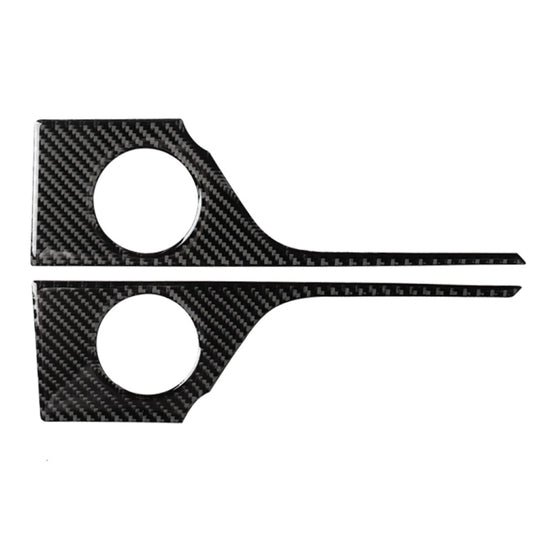 Carbon fiber rear door handle sticker, black weave, two circular cutouts and long strip