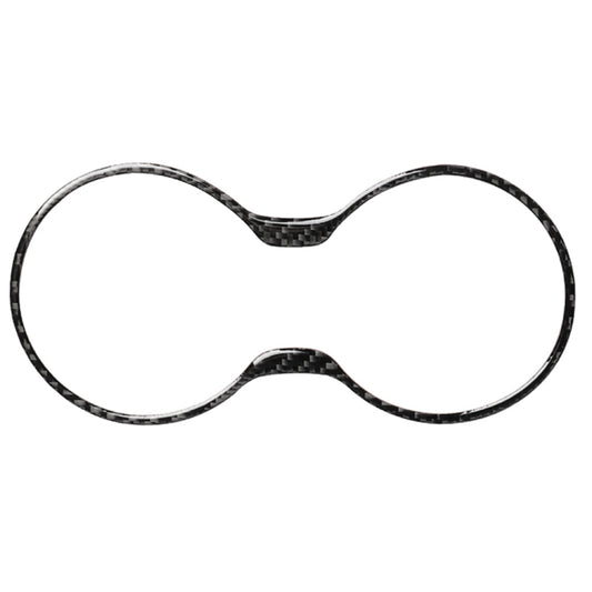Carbon fiber cup holder frame sticker with double-oval cutout, black