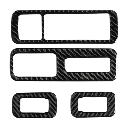 Carbon fiber window lift decorative sticker set with cutouts, five-piece layout