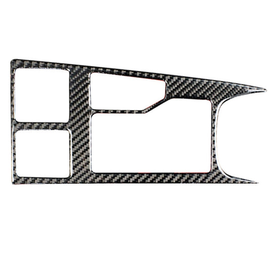 Carbon fiber look gear panel trim sticker with geometric cutouts