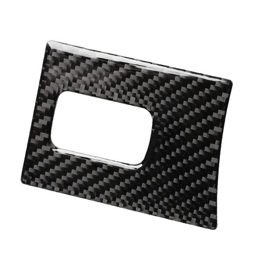 Black carbon fiber-look armrest box sticker with rectangular opening cutout