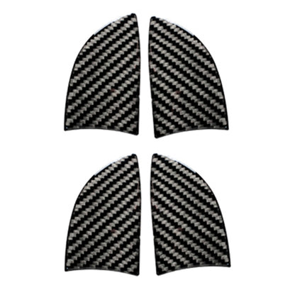 Set of 4 black carbon fiber patterned inner door bowl stickers, curved panels.