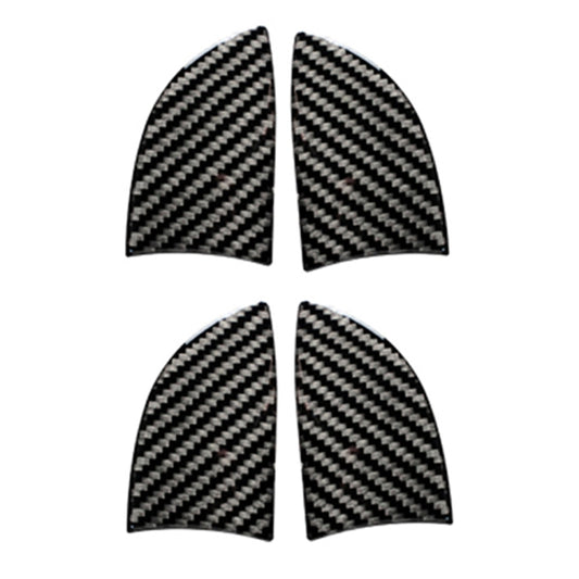 Set of 4 black carbon fiber patterned inner door bowl stickers, curved panels.