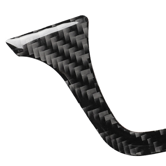 Single carbon fiber inner door handle trim sticker, black woven pattern, curved